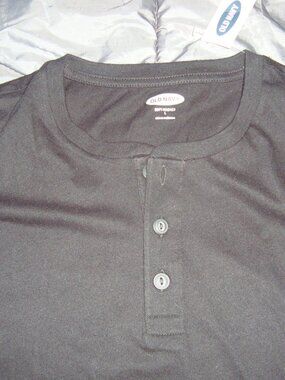 NEW Old Navy Men's Soft Washed Henley Shirt Sz. L Short Sleeve Black S/S NWT
